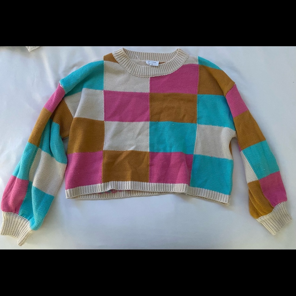 Patched crop sweater
